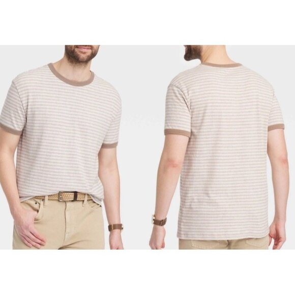 XL - Mens Striped Short Sleeve Standard Fit T-Shirt - Goodfellow Co - Brown SzXL - Picture 2 of 6